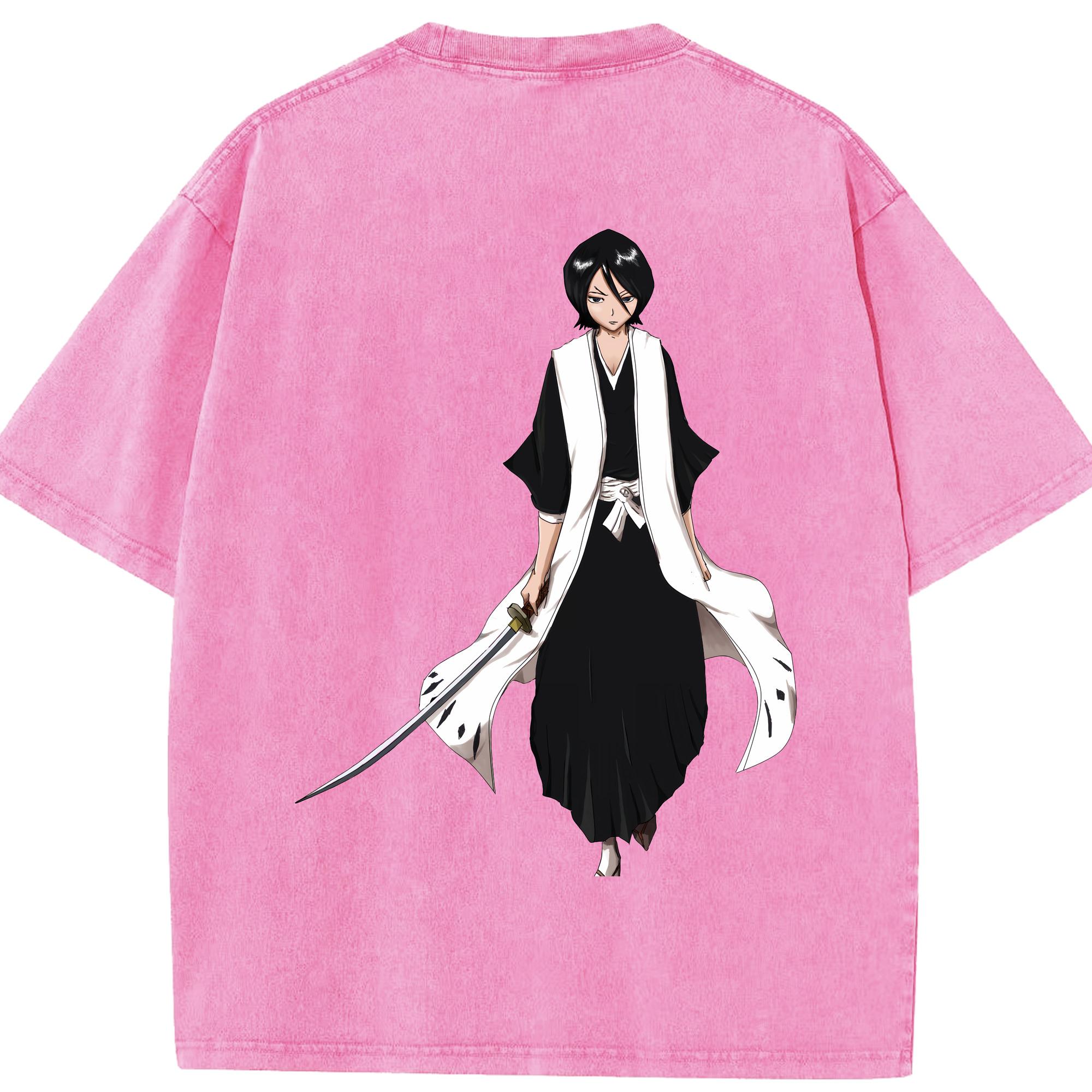 （画像用） ブリーチ 朽木ルキア BLEACH Kuchiki Rukia 綿100% ヴィンテージ風 半袖Tシャツ（背面プリント）